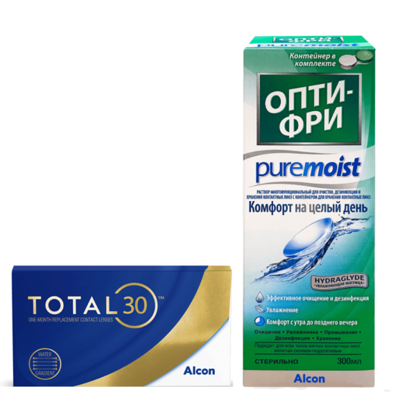 Набор Total 30, 3pk + Opti-Free Pure Moist 300ml